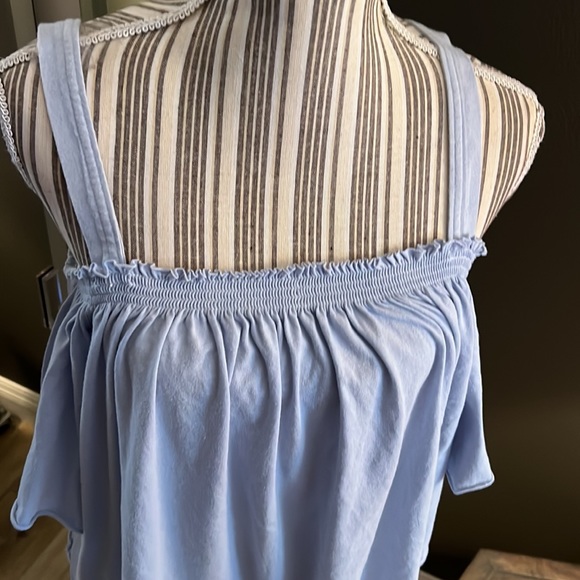 Free People, baby blue cold shoulder top, Large - Picture 5 of 7